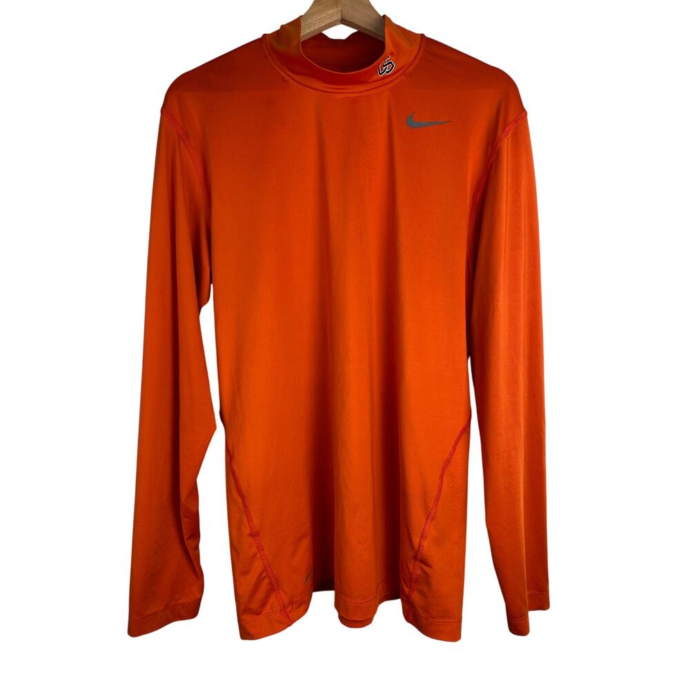 Nike Fit Men's L Orange Mock Neck Oregon State Beavers Athletic Top‎ *